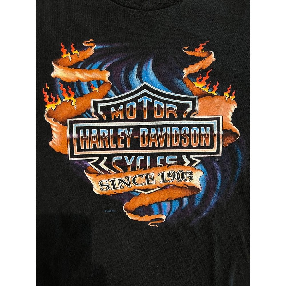 Harley Davidson 1996 VINTAGE Single Stitch T-Shirt Flames Eastern Riverhead XXL